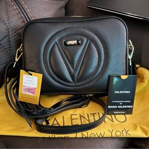 VALENTINO
Mia Logo Leather Camera Shoulder Bag Black